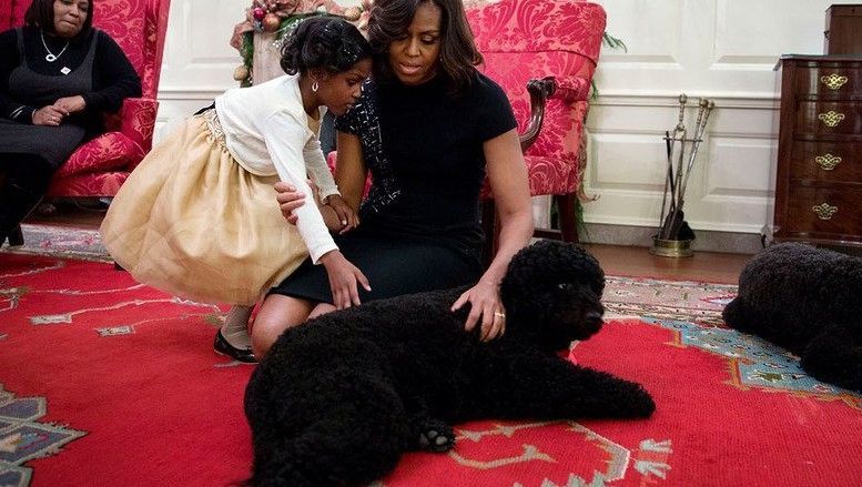 Sunny, perro de los Obama, muerde a joven en el rostro - michelle-obama-y-sunny-obaa