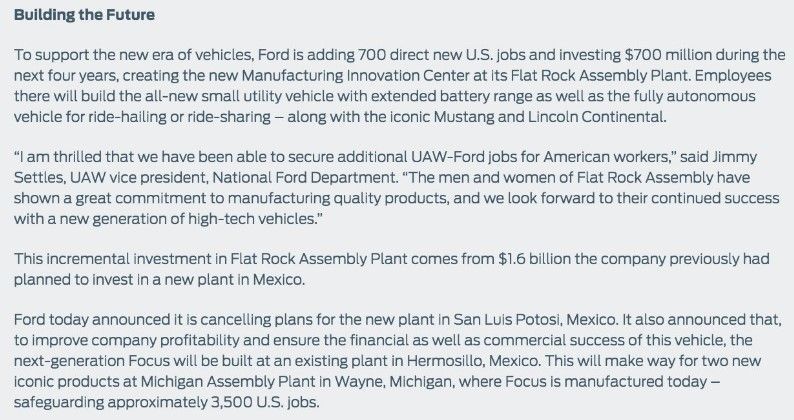 Ford cancela inversión de 1.6 mil millones de dólares en México por Trump - nissan