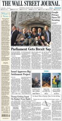 Trump, TLC y muro fronterizo en primeras planas - portada-25-enero-twsj