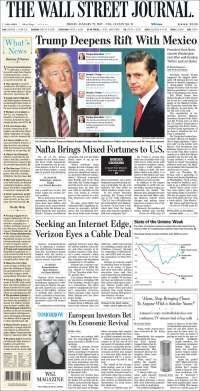 Trump y EPN acaparan las primeras planas del viernes - portada-27-enero-twsj