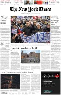 Protestas contra Trump acaparan las primeras planas del lunes - portadas-30-enero-tnyt