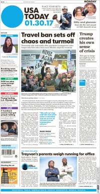 Protestas contra Trump acaparan las primeras planas del lunes - portadas-30-enero-usa-today