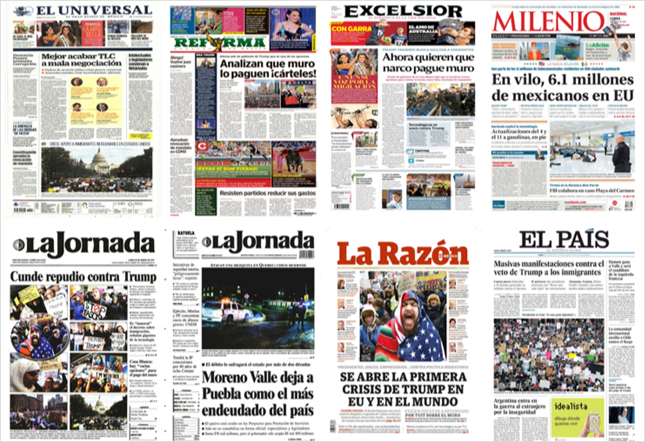 Protestas contra Trump acaparan las primeras planas del lunes Protestas contra Trump acaparan las primeras planas del lunes