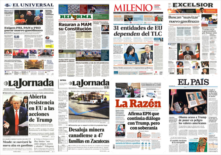 Gasolinazo y Trump en las primeras planas del martes