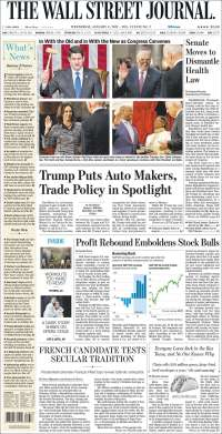 Ford, gasolinas y Congreso de EE.UU. en primeras planas - portadas-4-enero-twsj