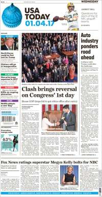 Ford, gasolinas y Congreso de EE.UU. en primeras planas - portadas-4-enero-usatoday