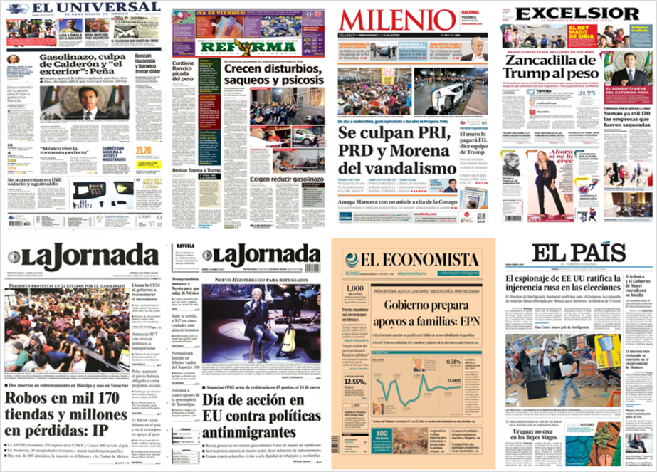 Saqueos y gasolinas acaparan las primeras planas del viernes