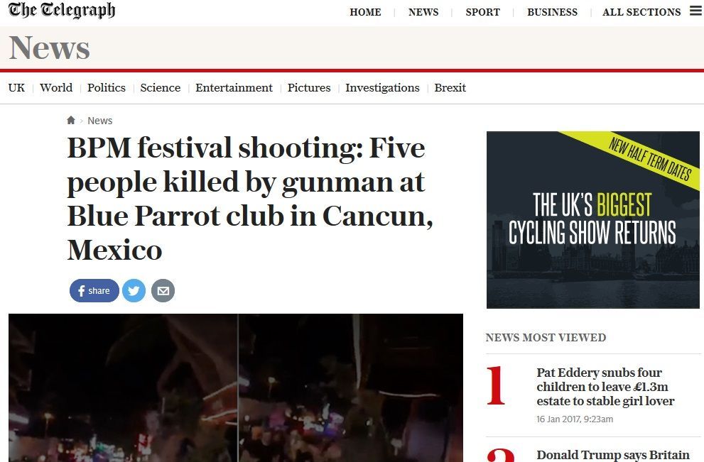 Medios internacionales destacan tiroteo en Playa del Carmen - telegraph-playa