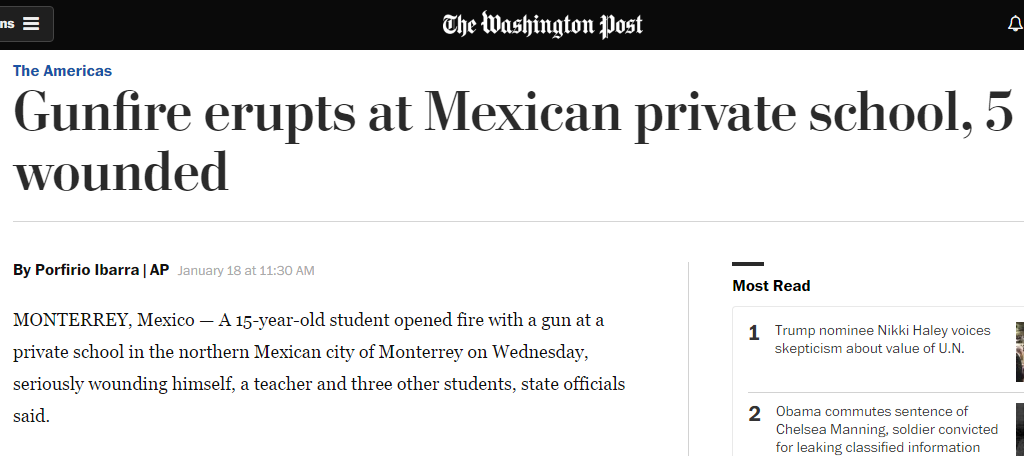 Reacciones internacionales por agresión en colegio de Monterrey - the-washington-post