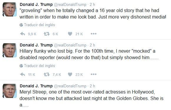 Trump responde a críticas de Meryl Streep - trump-tuit-streep