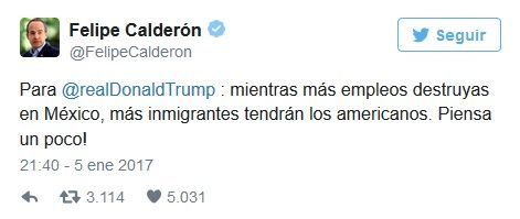 Felipe Calderón arremete contra Donald Trump - tuit-calderon