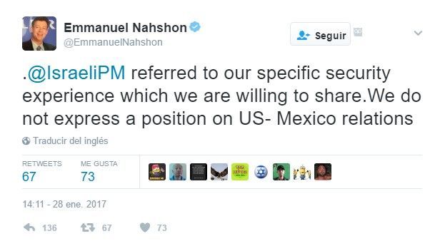 Netanyahu se refería a experiencia de seguridad, no a la relación México-EE.UU.: Israel - tuit-israel