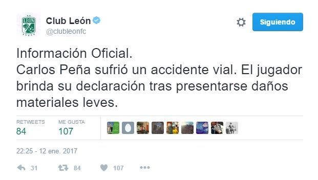 "Gullit" Peña detenido por accidente automovilístico - tuit-leon
