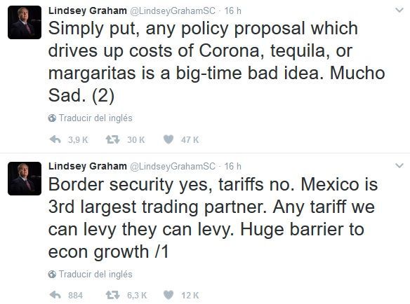 Bromea senador de EE.UU. sobre propuestas de Trump - tuit-lindsey-graham
