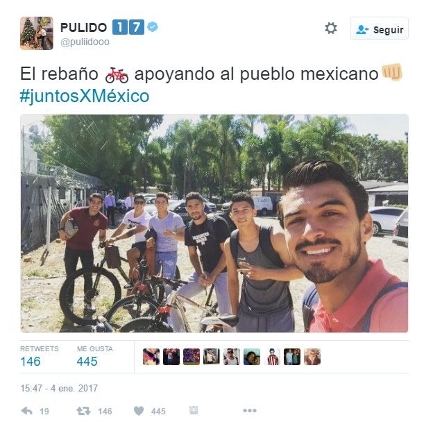 Jugadores de Chivas protestan por el gasolinazo - tuit-pulido