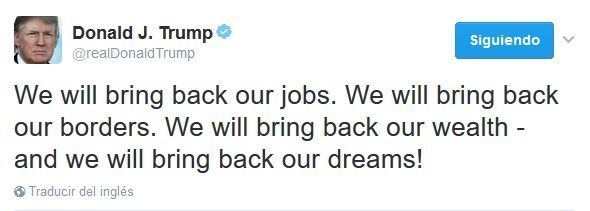 Los 5 tuits más polémicos de Trump como presidente de EE.UU. - tuit-trump-1er-dia