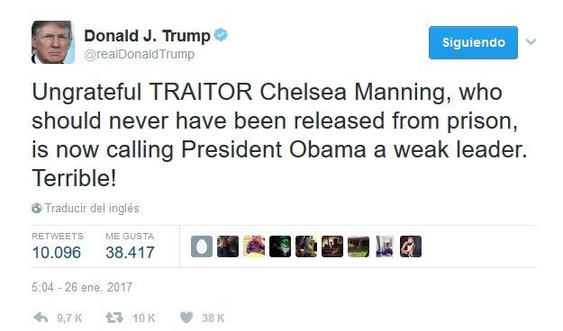 Los 5 tuits más polémicos de Trump como presidente de EE.UU. - tuit-trump-chelsea-manning