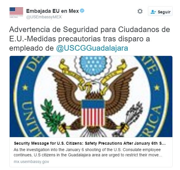Embajada de EE.UU. pide tomar medidas precautorias en México - tuit-us-embassy-alerrta