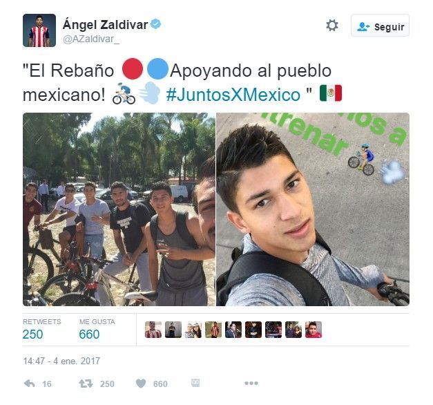 Jugadores de Chivas protestan por el gasolinazo - tuit-zaldivar