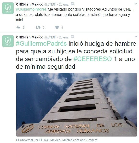 CNDH vigila huelga de hambre de Guillermo Padrés - tuits-cndh-1