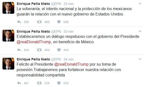 'Soberanía guiará relación con nuevo gobierno de EE.UU.': EPN - tuits-epn-trump