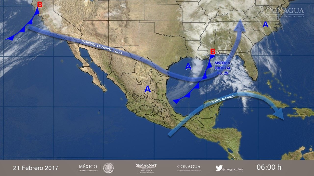Frente frío 29 generará vientos fuertes en gran parte del país - 2102