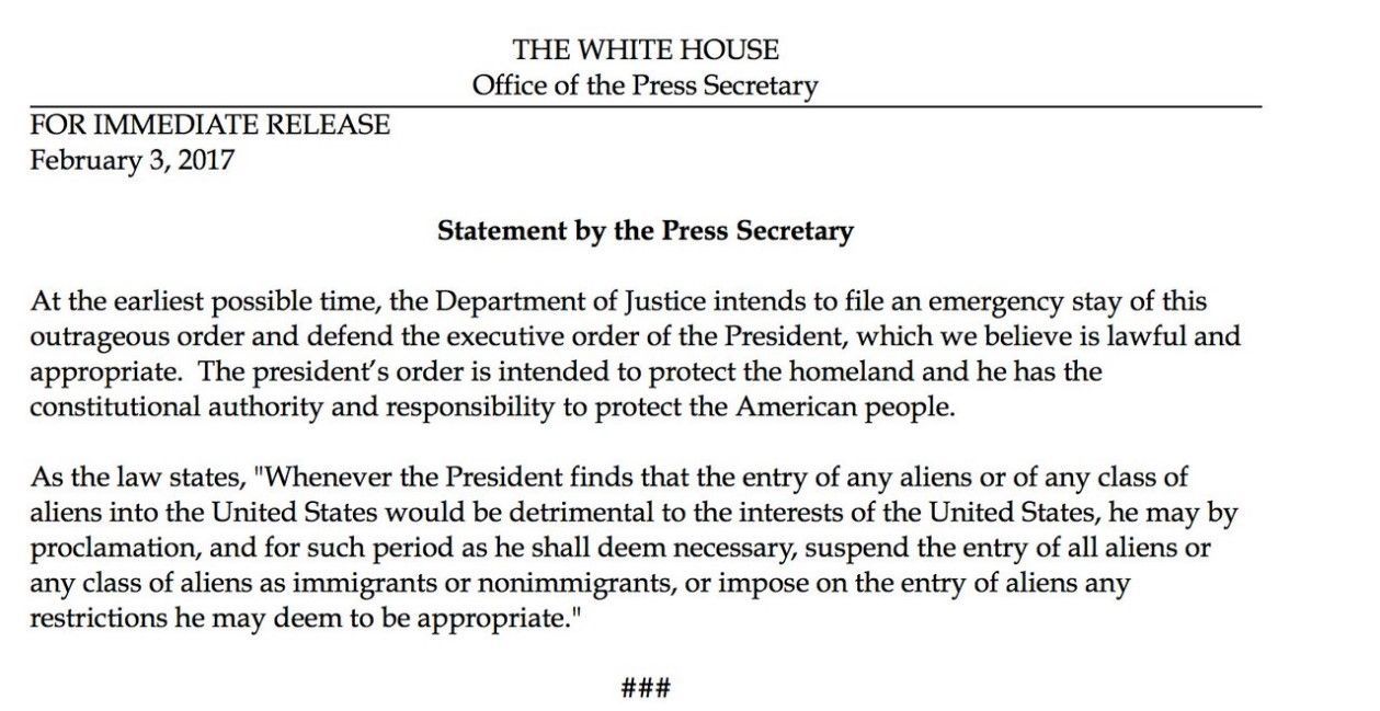Casa Blanca impugnará orden judicial sobre restricciones a migrantes - WHITE-HOUSE-COMUNICADO