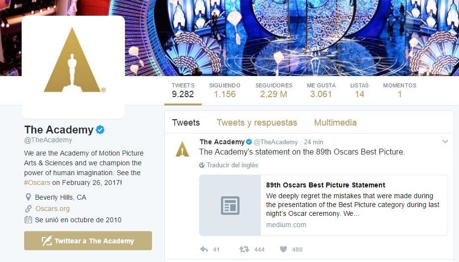 Las interacciones por el Óscar en redes sociales - acemia