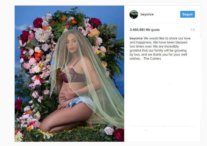 Beyoncé anuncia su embarazo de gemelos en Instagram - beyoncé