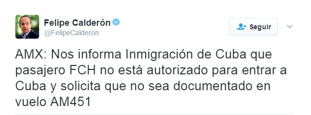 Prohiben a Calderón abordar vuelo a Cuba - calderon