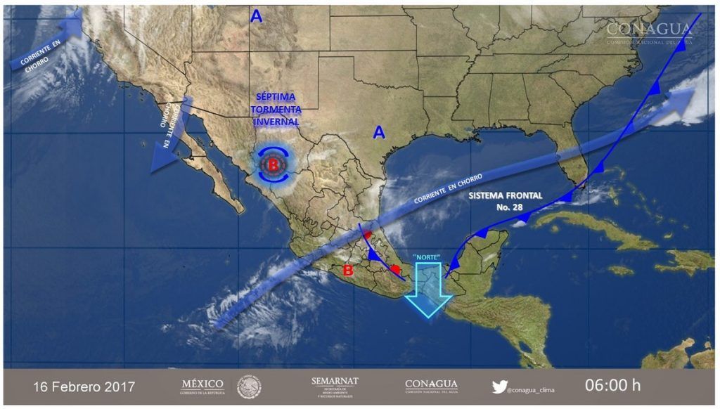 Frente frío provocará lluvias en gran parte del país - clima-16-feb-1024x582