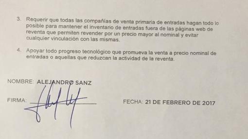 Alejandro Sanz impulsa asociación contra la reventa por internet - firma-ale-kPIH-510x286@abc
