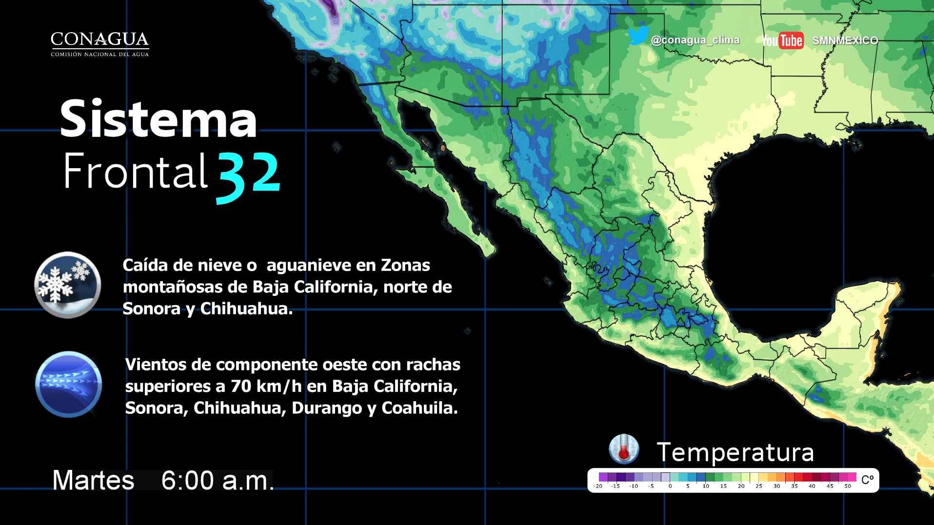 Frente frío 32 generará nevadas en el norte del país - frente-frío-32