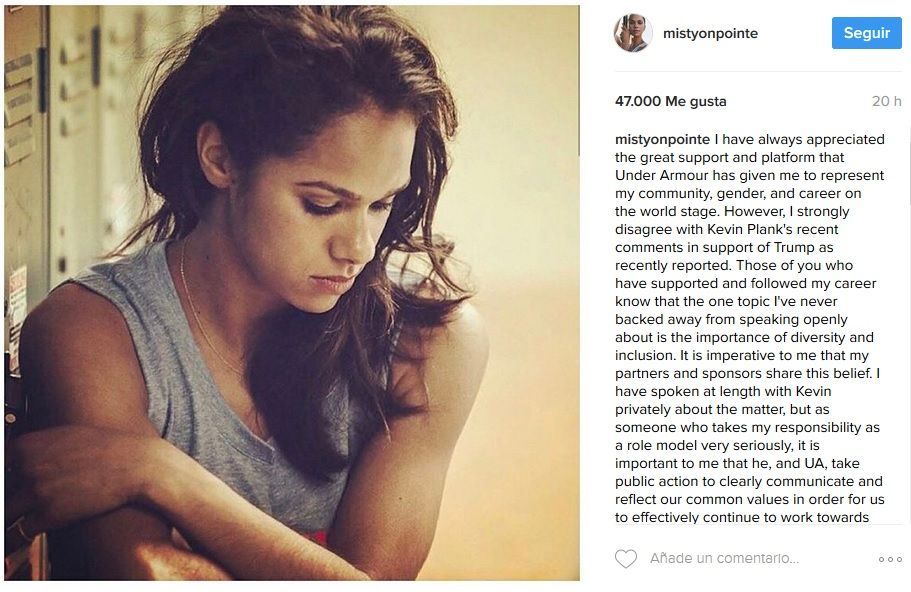 Critican a Under Armour por elogiar a Trump - misty-under-armour