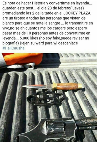 Usuario de Facebook amenaza con tiroteo en Perú si consigue 5 mil likes - peru