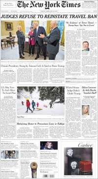 Banxico y Trump en las primeras planas del viernes - portadas-10-feb-tnyt