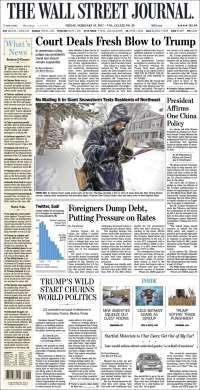 Banxico y Trump en las primeras planas del viernes - portadas-10-feb-twsj