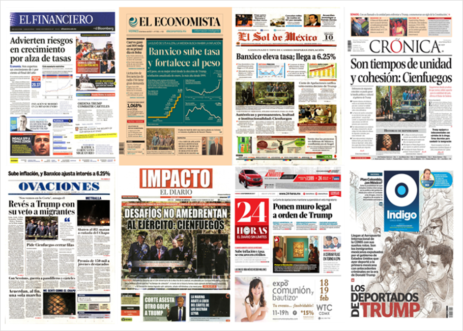 Banxico y Trump en las primeras planas del viernes - portadas-10-feb