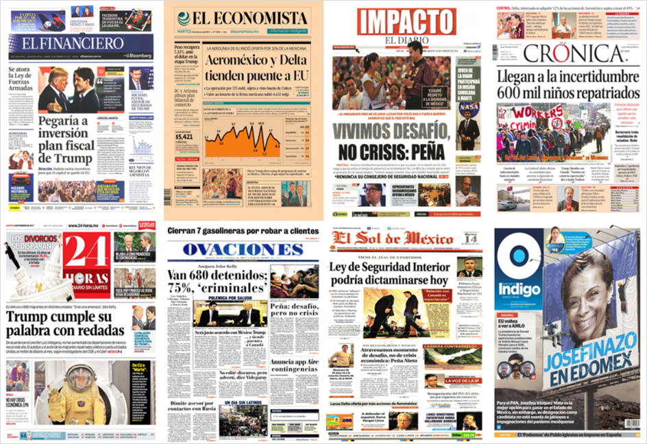 EPN y reunión Trump-Trudeau en primeras planas del martes - portadas-14-feb-1