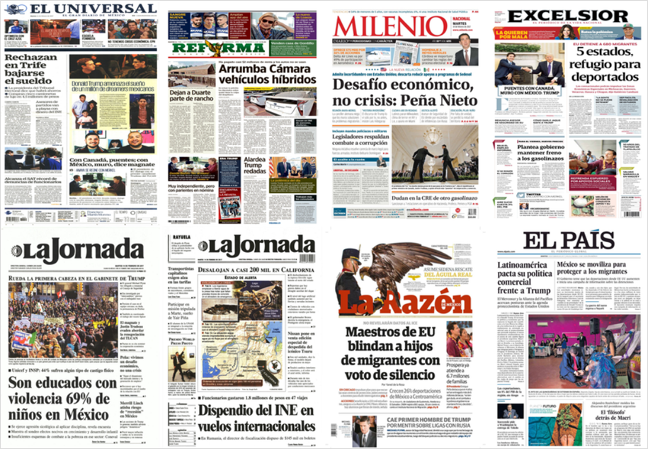 EPN y reunión Trump-Trudeau en primeras planas del martes EPN y reunión Trump-Trudeau en primeras planas del martes