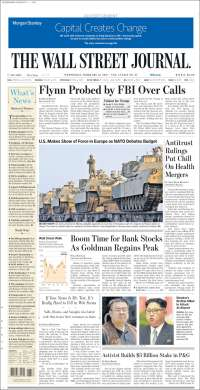 EPN y Michael Flynn en primeras planas del miércoles - portadas-15-feb-twsj