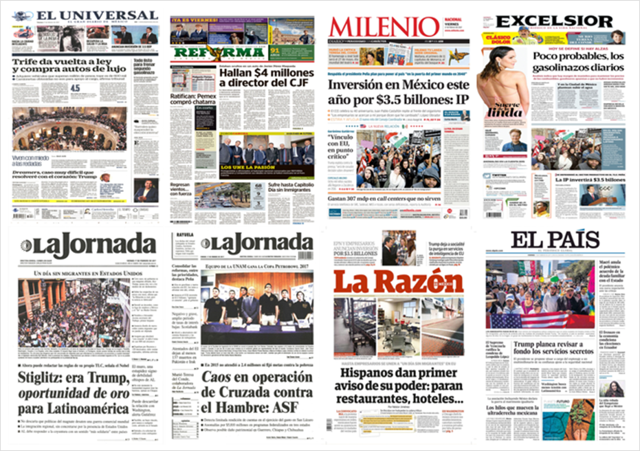 Día sin inmigrantes y Trump en primeras planas del viernes