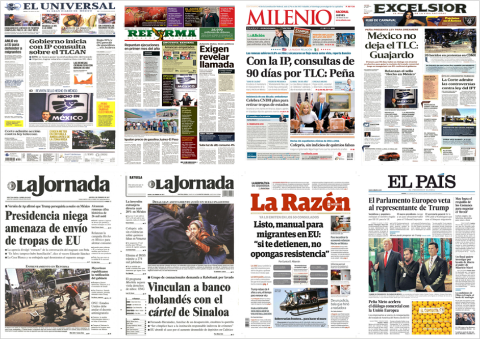 TLC, EPN y Trump en primeras planas del jueves