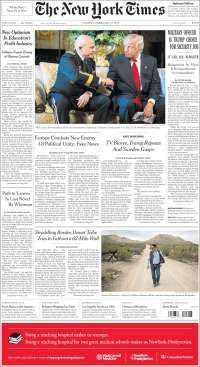 Gasolinas y Trump en primeras planas del martes - portadas-21-feb-tnyt