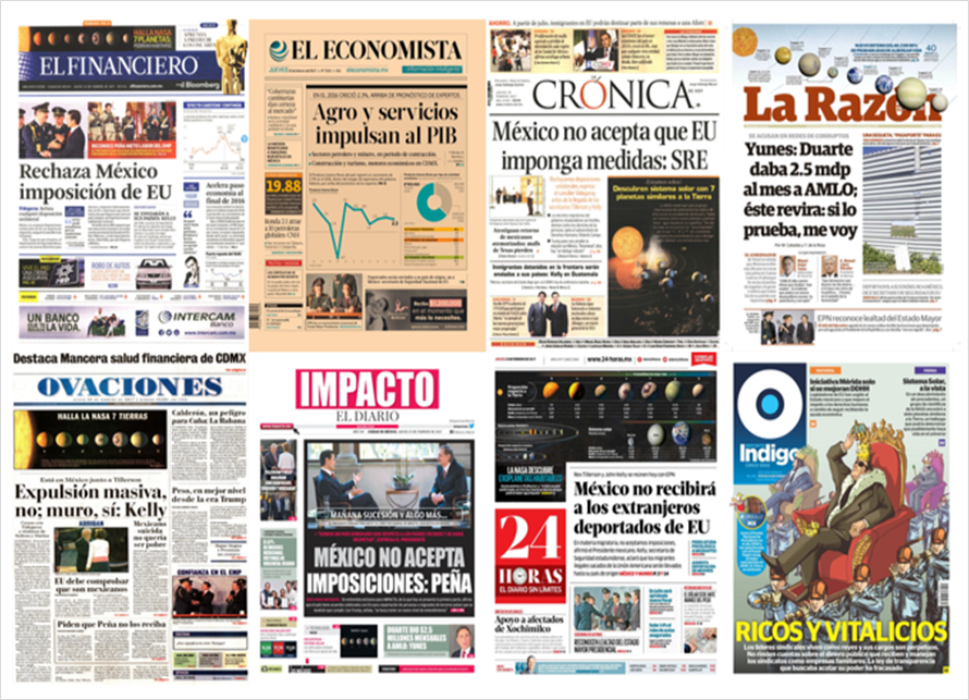 EPN, Videgaray y NASA en primeras planas del jueves - portadas-23-feb-1