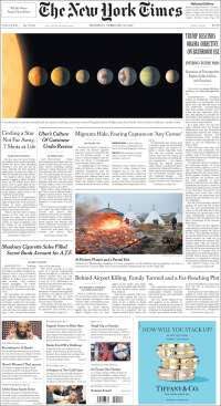 EPN, Videgaray y NASA en primeras planas del jueves - portadas-23-feb-tnyt