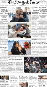 Constitución y Super Bowl en las primeras planas del lunes - portadas-6-feb-tnyt