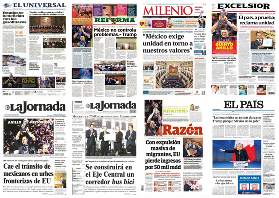 Constitución y Super Bowl en las primeras planas del lunes