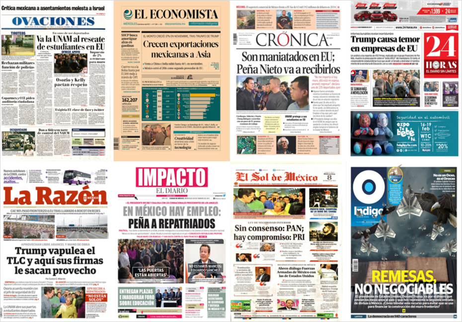 EPN y veto migratorio en primeras planas de México y el mundo - portadas-8-feb-1
