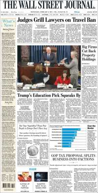 EPN y veto migratorio en primeras planas de México y el mundo - portadas-8-feb-twsj